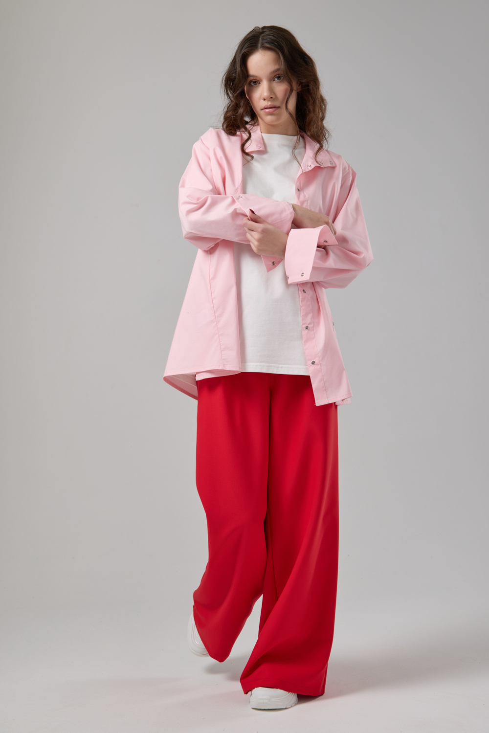 Брюки палаццо красные