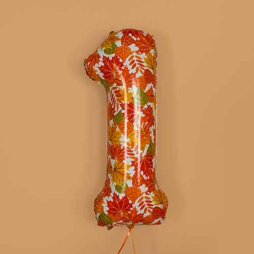 Шар (34''/86 см) Цифра, 1 Сентября, Осенние листья, 1 шт. в уп.