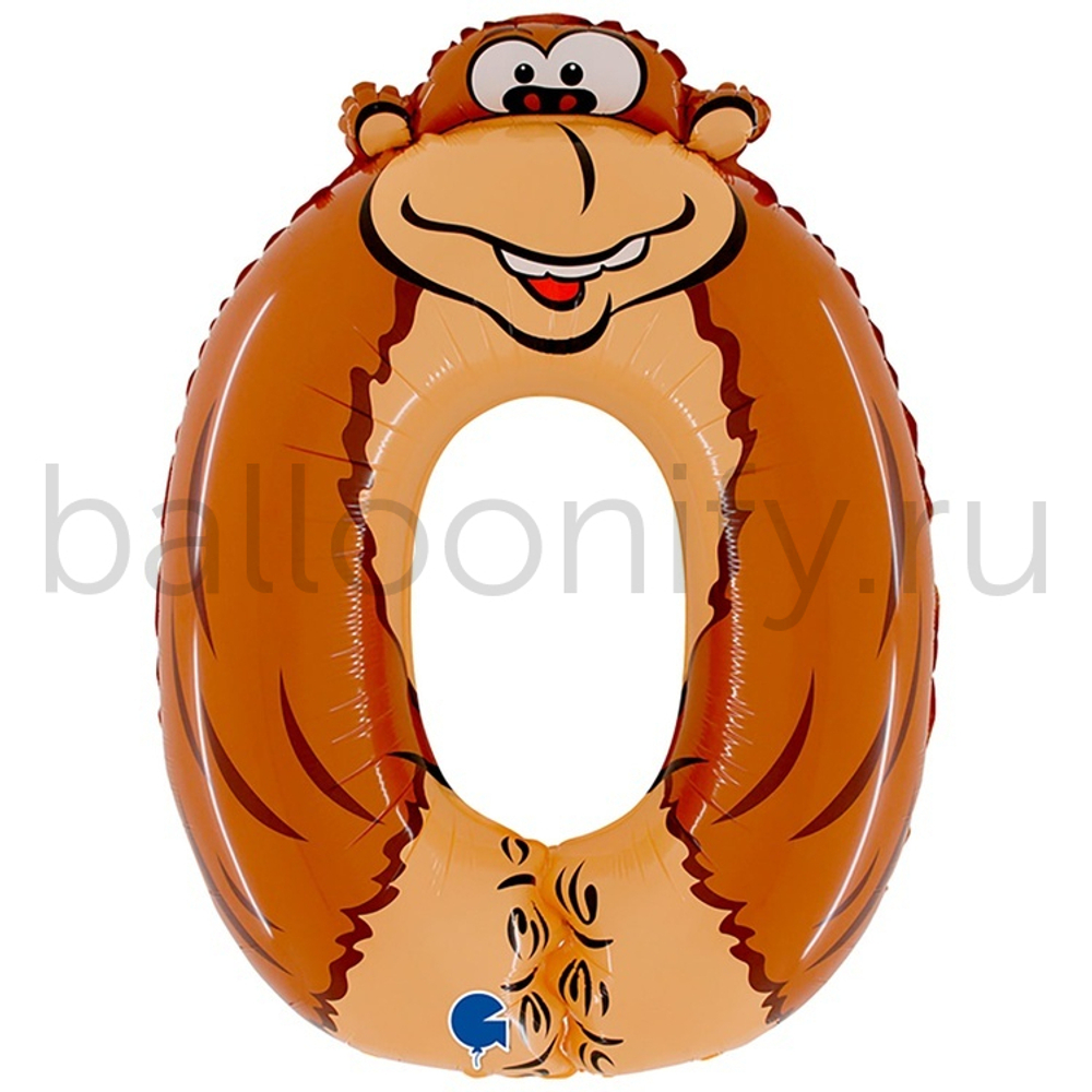 Шар ЦИФРА 0 Обезьяна 36" 91 см