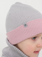 Шапка вязаная хлопковая ТВИНС(Пудра, Св.серый)