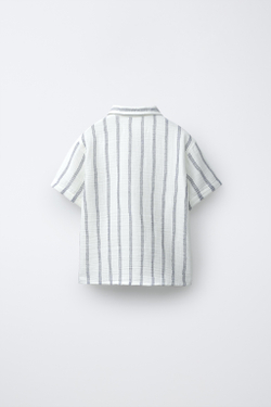 ZARA РУБАШКА В ПОЛОСКУ, СВЕТЛЫЙ ЭКРЮ