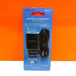 Сетевой блок + кабель microUSB Borofone BA20A 2.1 1USB Black