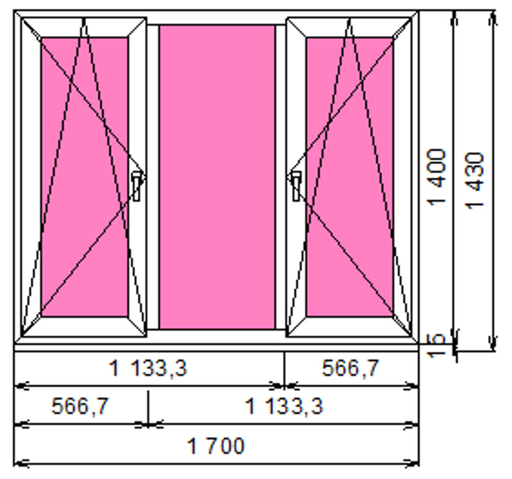Пластиковое окно 1400 х 1700 ТермА Эко