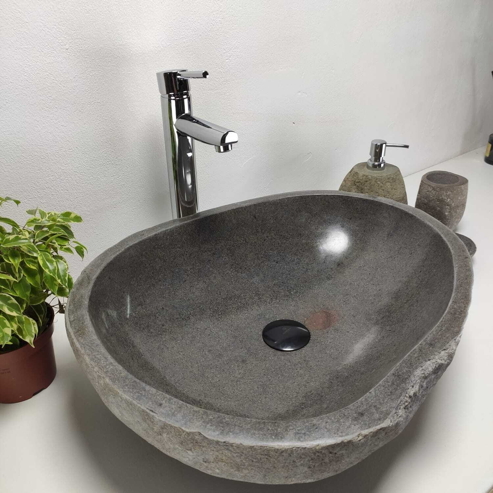 Каменная раковина из речного камня RS-6890 (55*46*15)