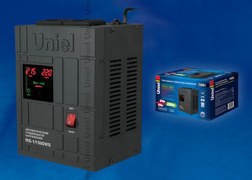 RS-1/1500WS Стабилизатор напряжения «Uniel» релейный однофазный настенный, с гальванической развязкой, 1500ВА