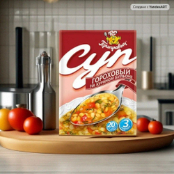 Суп быстрого приготовления Гороховый на курином бульоне Приправыч 60гр. 15 шт. 45 порций