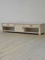 Тумба под телевизор 180х47х40, Susanna, с ящиками и полками, под тв, массив сосны, белый, Dipriz