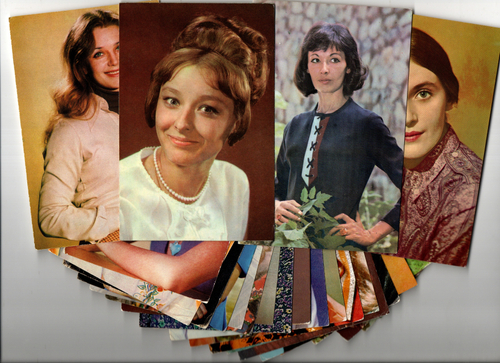 №78 Открытки Артисты и актёры СССР 1970–1980-е г. 25 штук. Цветные, чистые, без повторов