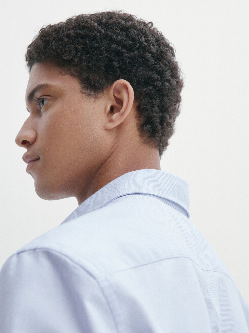 Massimo Dutti Рубашка оксфорд облегающего кроя в мелкую полоску, голубой