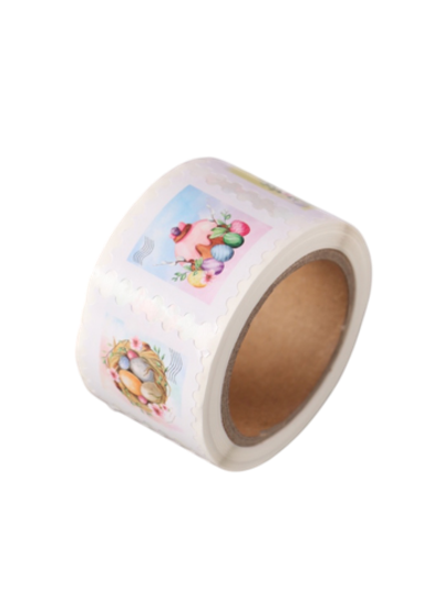 Наклейка бумага «Марки. Пасха», 3×3 см, 200 шт. в рулоне