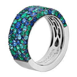 Кольцо с Изумрудами, Сапфирами и Турмалинами Параиба, R0256-0/49