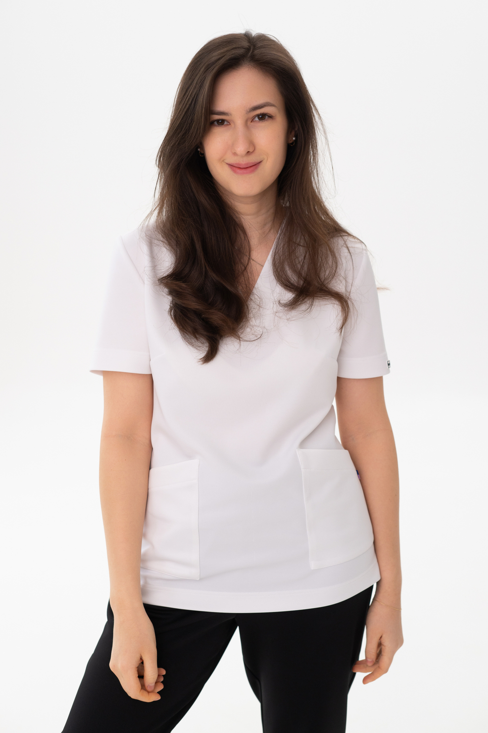 Блуза спорт трикотаж с V-вырезом