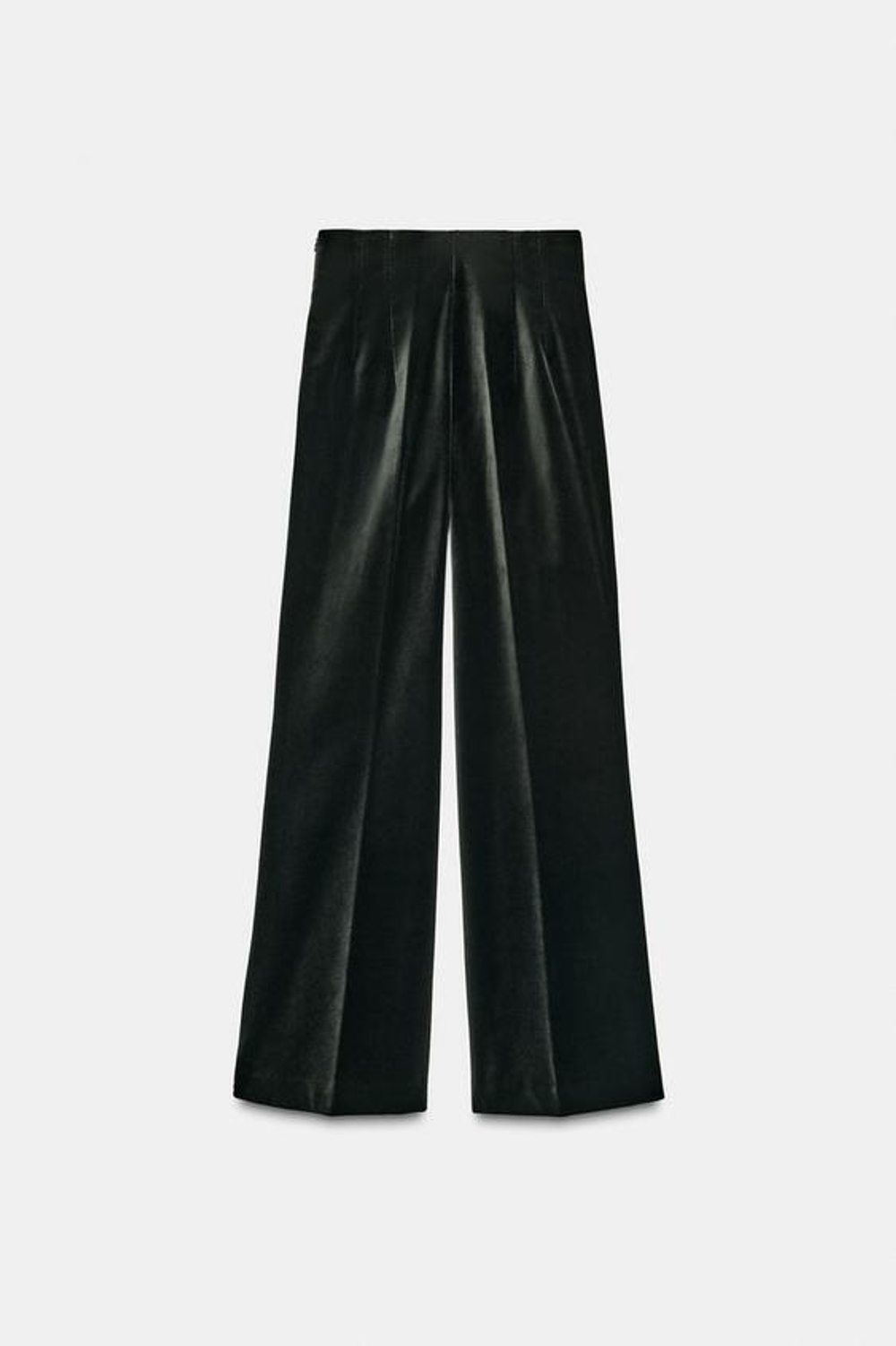 ZARA БАРХАТНЫЕ БРЮКИ FLARE ZW COLLECTION, ЗЕЛЕНЫЙ