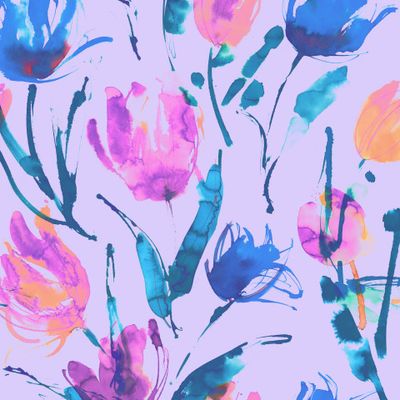 Акварельные тюльпаны на сиреневом