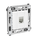 Компьютерная розетка RJ-45 без шторки в стену, кат.5e одинарная экранированная, "Avanti", "Белое облако"