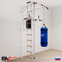 Шведская стенка Sv Sport 5453 (Турник рукоход/Брусья/Канат/Лестница/Цепь/Мешок 30кг)