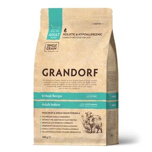 Сухой корм Grandorf CAT 4 Meat PROBIOTIC INDOOR для домашних кошек, 4 мяса с пробиотиками