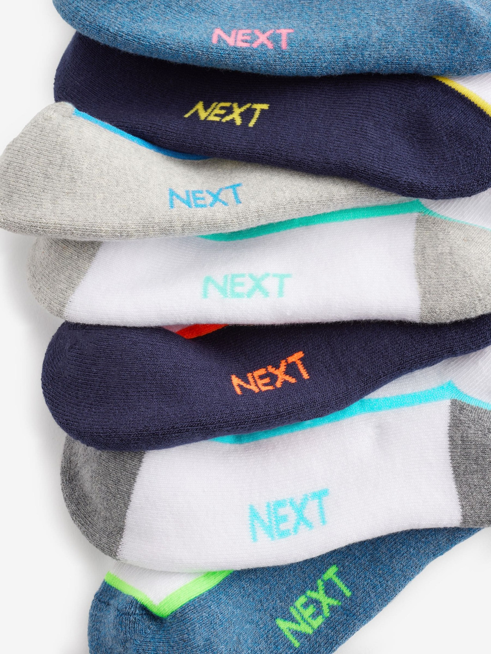 Носки хлопковые для мальчика Next C67-002, 7 шт., Белый, Серый, Синий