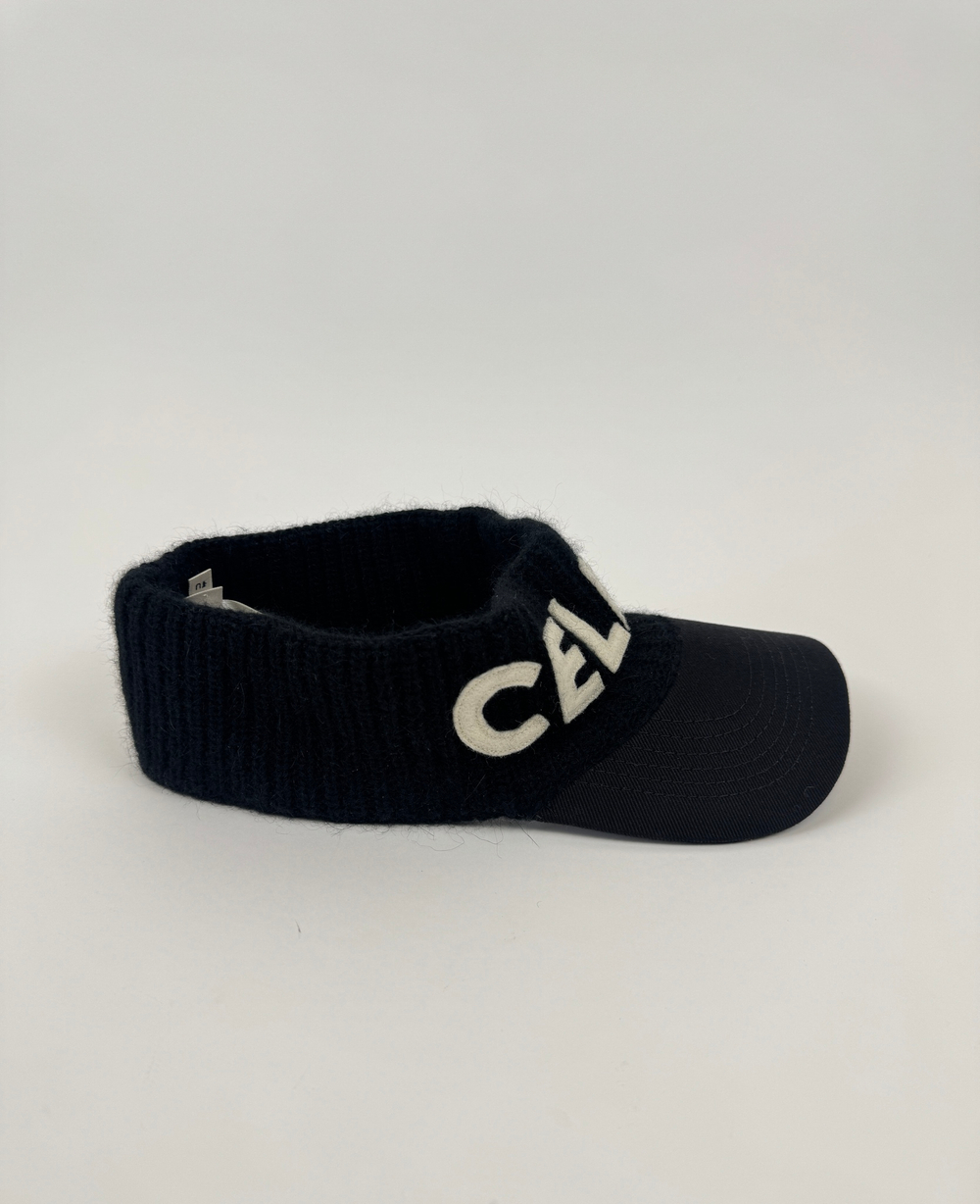 Козырек Celine Black Logo Embossed Wool Detailed Cap