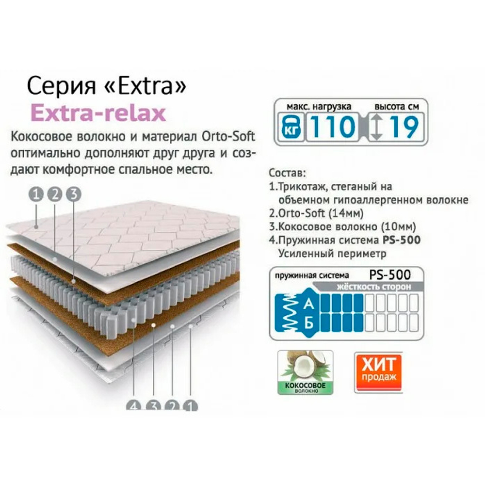 Матрас Extra-relax PS-500 1600*2000 EX-09 Мелодия сна