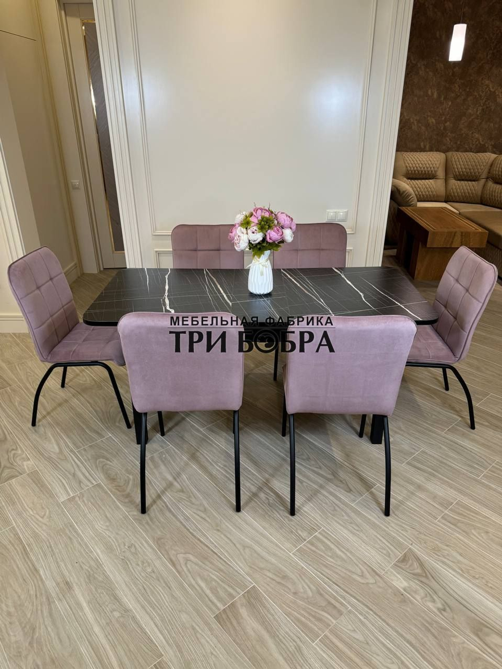 Большой кухонный стол "МАКСИ" Тунис и стулья "ЛОРД" 6 шт.