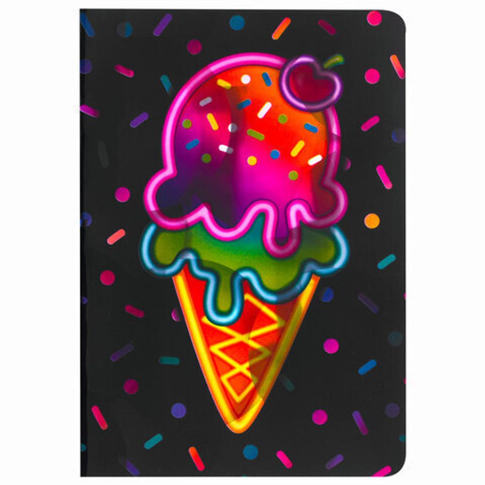 Блокнот МАЛЫЙ ФОРМАТ (103х148 мм) А6, 32 л., сшивка, голограмма, клетка, ЮНЛАНДИЯ, Мороженое, 662700