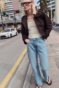 ZARA ДЖИНСЫ Z1975 REGULAR FIT LONG LENGTH С ВЫСОКОЙ ПОСАДКОЙ, ГОЛУБОЙ