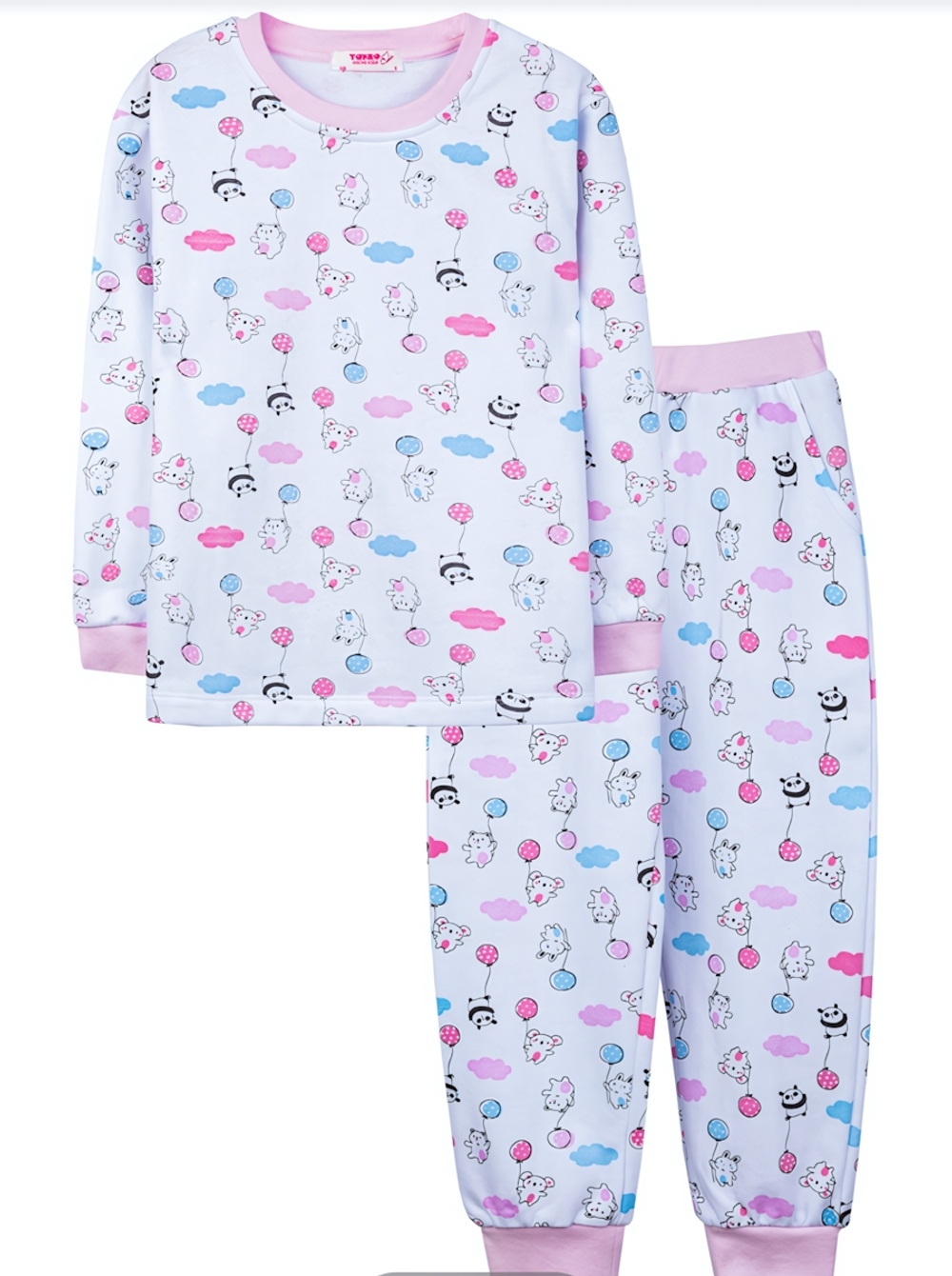 ПИЖАМА для девочки M1181FNR-2/5 р.110 белый кошки (Такро)