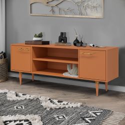 Тумба под ТВ Арт Колор matte 155см Классик Голд Томленый оранжевый матовый