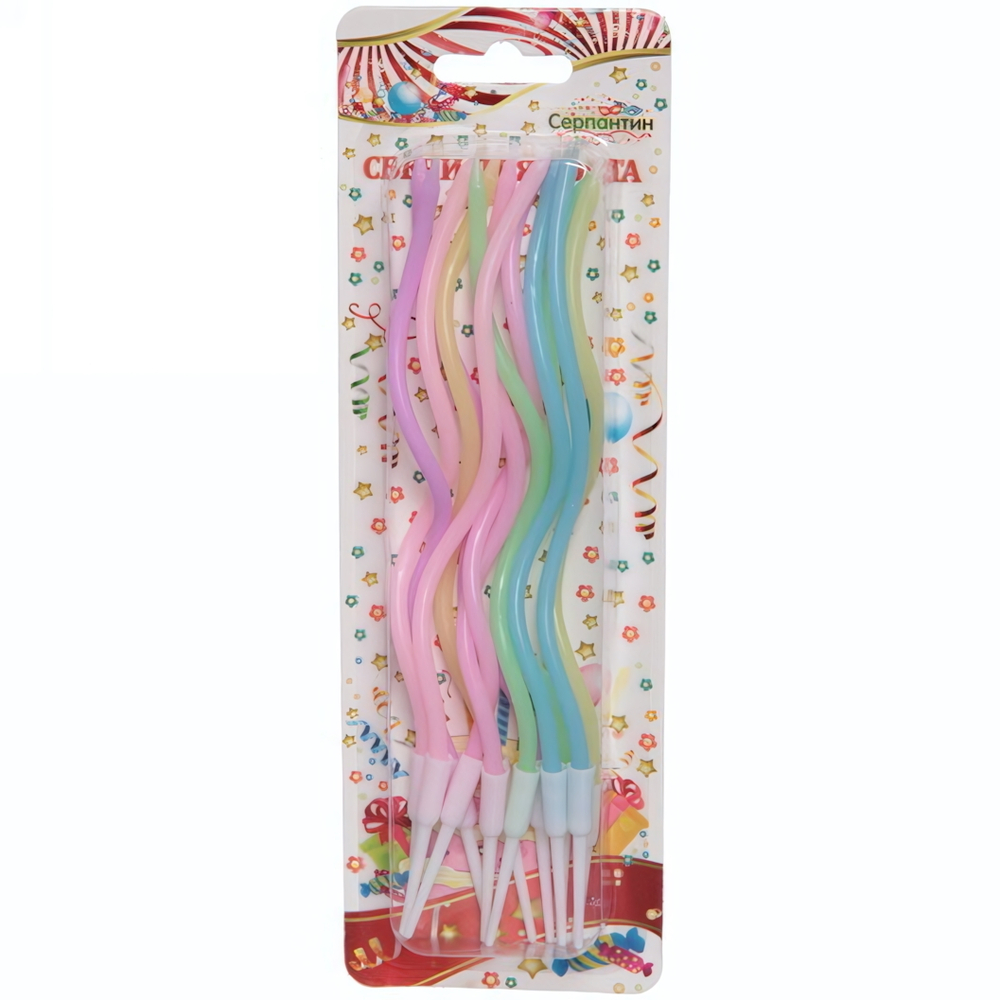 Свечи для торта «Нежная волна» 12 шт. 13 см, микс цветов