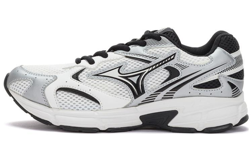 Mizuno Speed 2K trendy retro leather shock absorption, non-slip, wear-resistant, low-cut casual running shoes for men and women with the same silver black