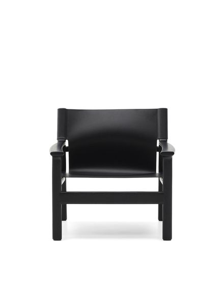 Кресло Jan из переработанной кожи черного цвета и ясеня в черном цвете