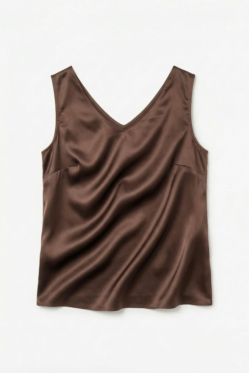 Топ двухслойный на широких бретелях, мокко