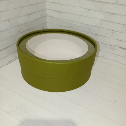 Коробка ШАЙБА с ПЭТ-крышкой 18*6 ЗЕЛЕНЫЙ ГОРОШЕК