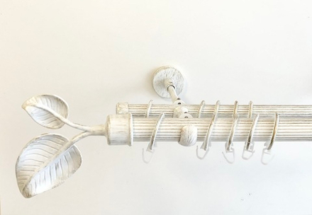 Карниз кованый рифленый для штор Ост Вяз d 25/16 двухрядный, цвет белое золото