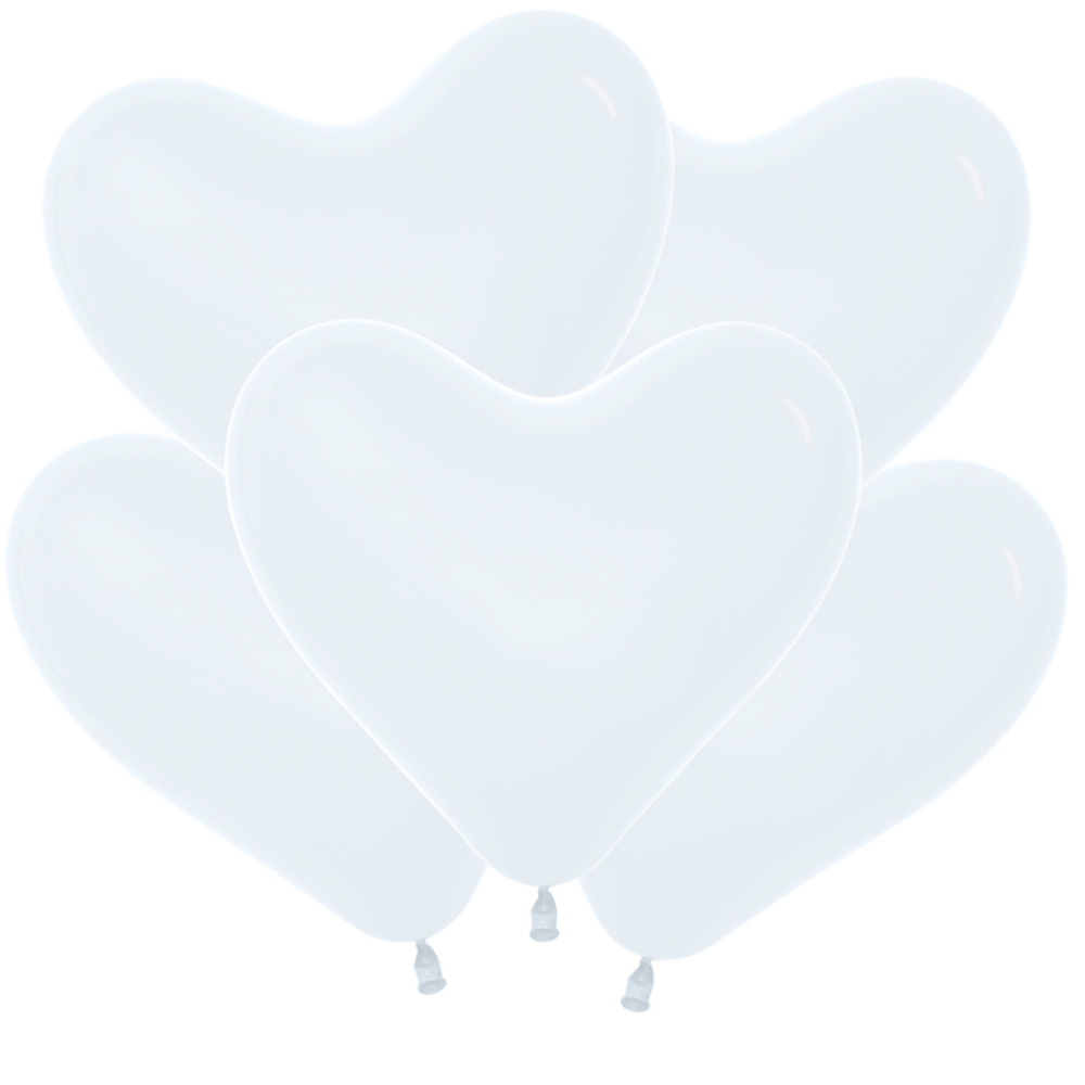Сердце 12" Белый, Пастель / White 005 Sp
