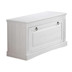 Скамья в прихожую Неаполь 93х50х39 см из массива сосны, деревянная обувница, белый воск