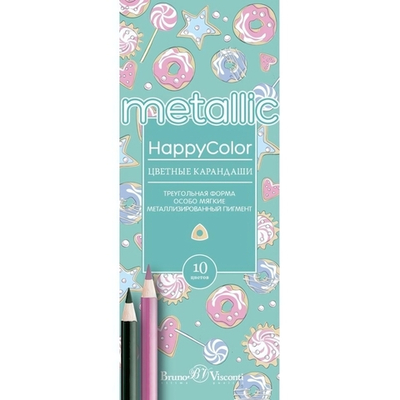 Карандаши 10цв. "HAPPYCOLOR" металлизир в ассорт. (Альт)