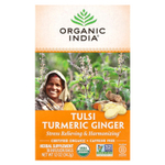 Organic India, чай тулси, куркума и имбирь, без кофеина, 18 чайных пакетиков, 34,2 г (1,2 унции)