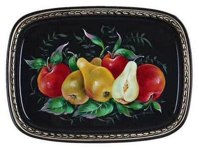 Жостовский поднос декоративный, размер 33х24 см (A12), металлический