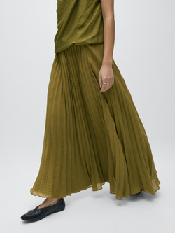 Massimo Dutti Длинное плиссированное платье, фисташково-зеленый