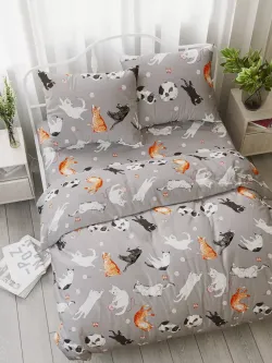 Наволочка комплект 2шт перкаль Сказка "Kitties" 45х45 см на молнии