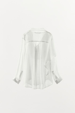 ZARA РУБАШКА С ПЛАТКОМ ZW COLLECTION, БЕЛЫЙ