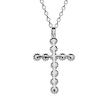 Латунная цепочка с Подвеской Крестик с "жемчужинами", silver