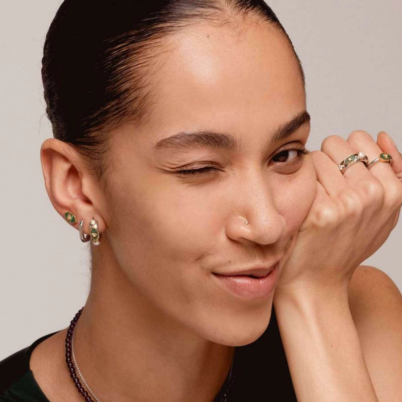 Серьги Луна к Звёздам с Белым Жемчугом