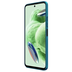Тонкий чехол синего цвета (Peacock Blue) от Nillkin для Xiaomi Redmi 12 4G, Note 12R 5G и Poco M6 Pro 5G, серия Super Frosted Shield