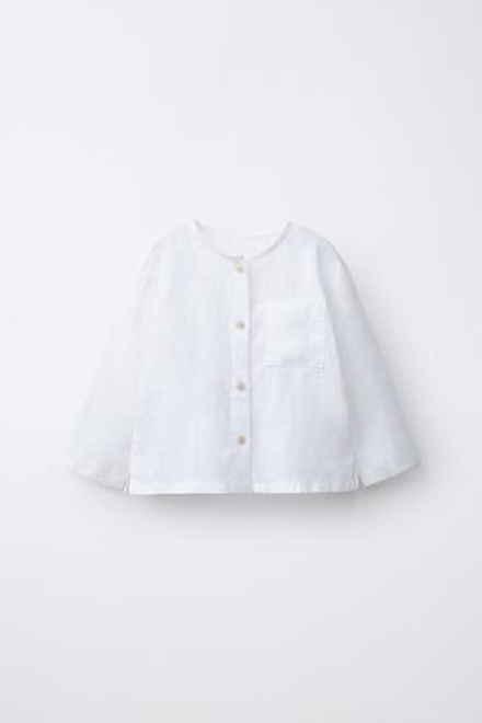 ZARA РУБАШКА ИЗ 100% ЛЬНА, БЕЛЫЙ