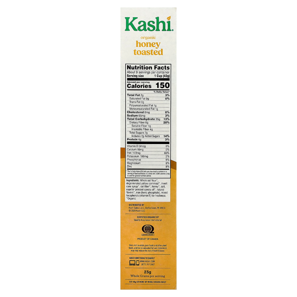 Kashi, Heart & O's, органические хлопья, поджаренные с медом, 385 г (13,6 унции)