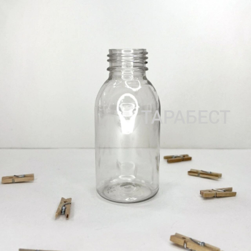 Флакон 100 мл пластик прозрачный круглый 28мм