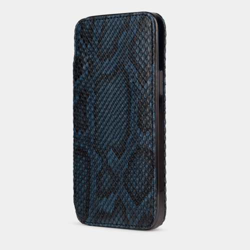 Чехол для iPhone 15 Pro Max из кожи питона, синего цвета